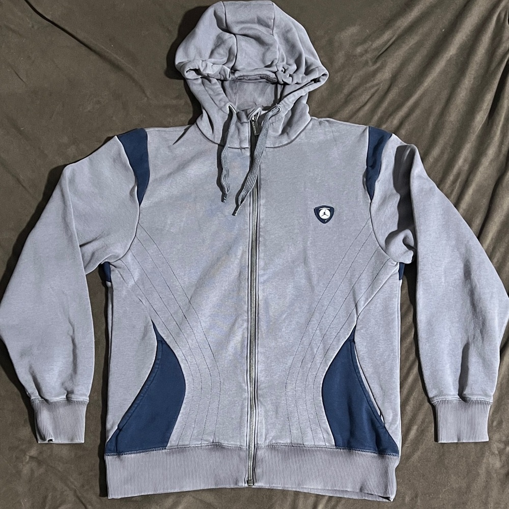 Air Jordan Gray and Navy Front Zip Hoodie